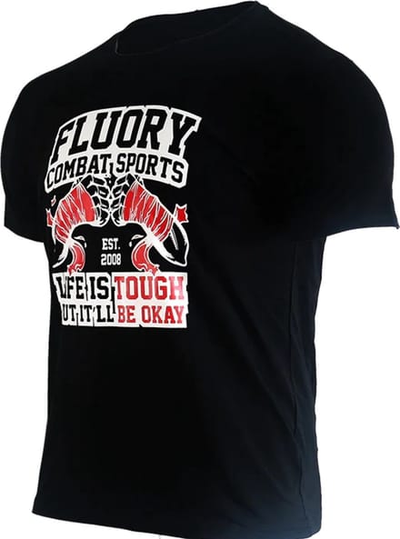 Fluory "Life is Tough" Muay Thai T-Shirt Zwart - L