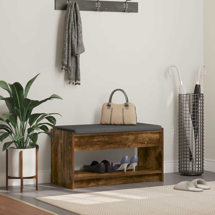 vidaXL - Hallenbank - Gerookte - Eik - 83 - x - 38 - x - 45 - cm