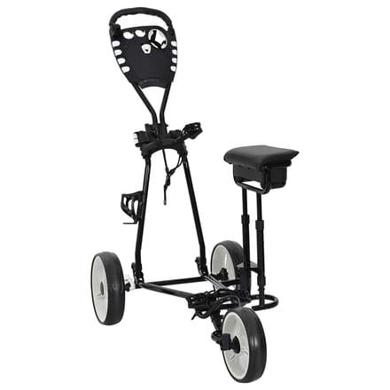vidaXL Golf trolley met zitplaats Zwart en Wit IJzer Opvouwbaar