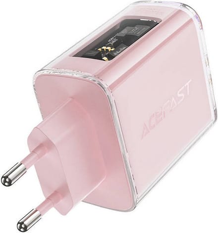 Acefast A45 Exploration Netwerkoplader, 65W, 3.25A, 1 x USB-A - 2 x USB-C, Roze