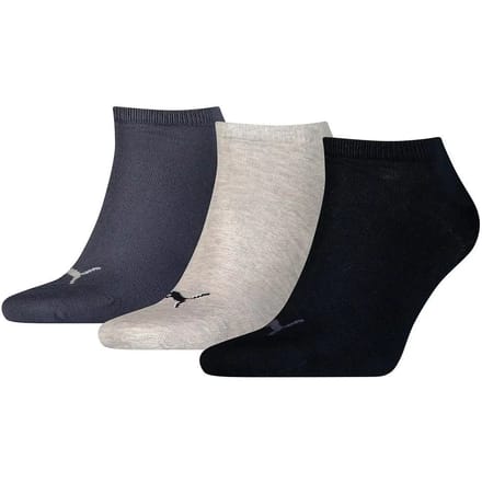 Puma - 3-pack Sokken Invisible Navy Blauw / Grijs Melange / Blauw - Unisex - 47-49