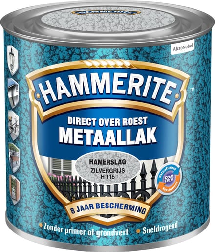 Hammerite - Metaallak Hamerslag - Zilver Grijs - 250 Ml