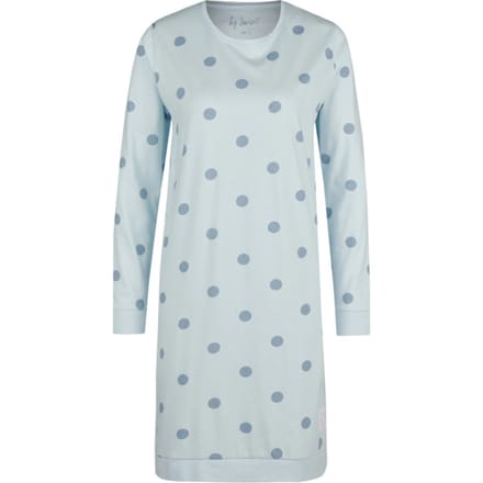 By Louise Dames Nachthemd Lange Mouw Katoen Blauw Gestipt - Maat S