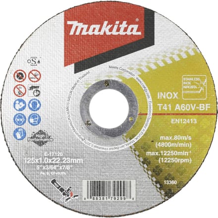 Makita doorslijpschijf INOX 125x1 mm - E-17120