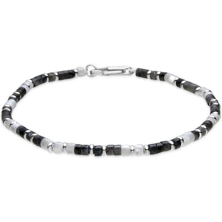 Armband - LUXENTER - Hayo - Bewolkt grijs kwarts - Rhodium afwerking - 19 cm gray