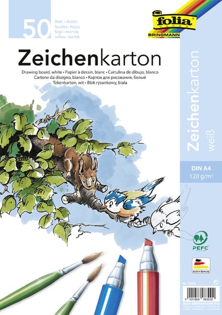 folia tekenkarton, DIN A4, 120 g/m2, wit