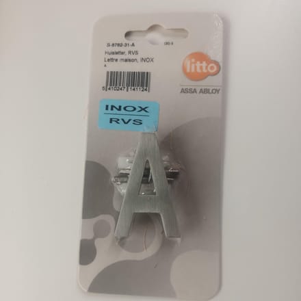 Huisnummer Nummer Inox RVS Letter A Litto Assa Abloy 50mm Onzichtbare Bevestiging
