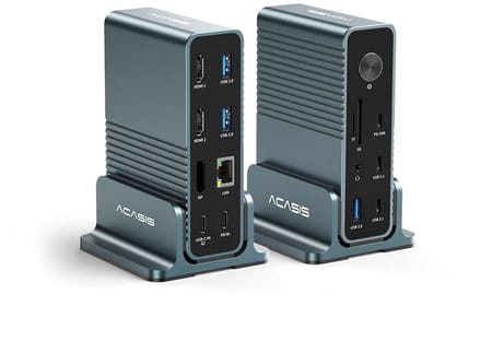 Acasis - DS‑7A15 - USB‑C Dock – 4K 60Hz – 15‑in‑1 Hub - Met Ethernet USB 10Gbps - 100W Power Delivery