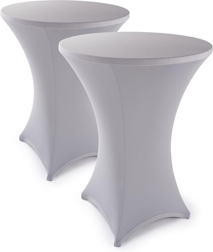 Stretch Tafelcovers 2-Pack - Hoge kwaliteit voor Bistro- en Bartafels, 60-65 cm, Zilvergrijs