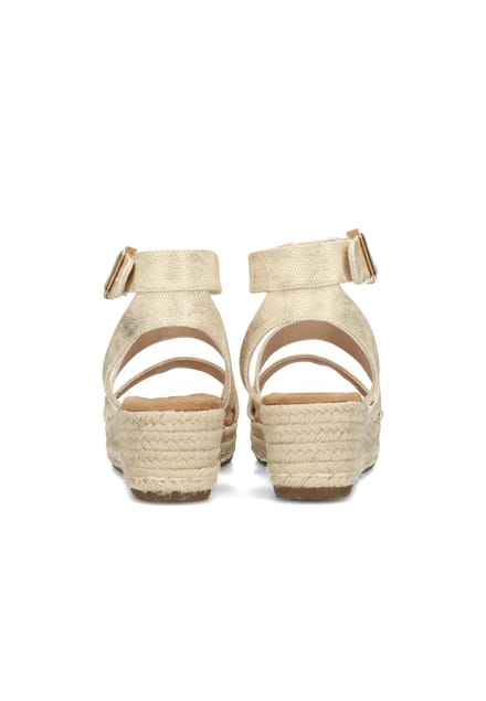 POSH by Poelman JUNE Dames Sandalen - Goud Met Beige