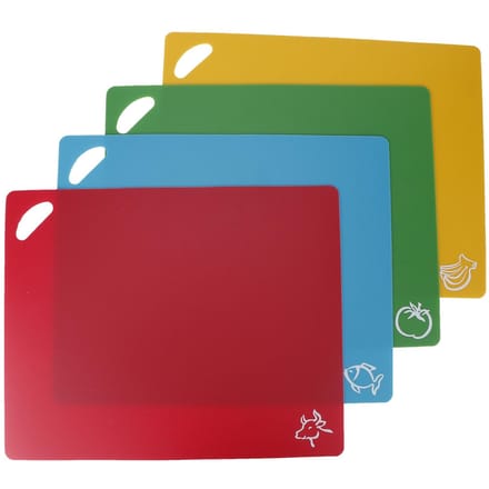 4 stuks PP Flexibele Keuken Snijplank Antislip Snijplank voor Groente Vlees 1.2mm blue