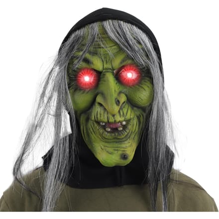 Masque de sorcière laide en latex lumineux à LED One size vert