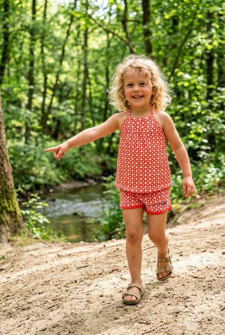 Ducksday– Top - Girl – Stretch – Funky red – 4 jaar - 92/98