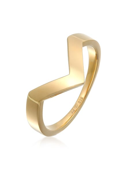 Elli PREMIUM - Ring - Elli PREMIUM Ring Dames V-vorm Geo Basis in 925 sterling zilver gerhodineerd - Dames