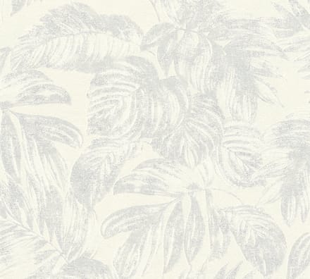 BLADEREN BEHANG | Botanisch - Wit Zilver Creme - A.S. Création Casual Living