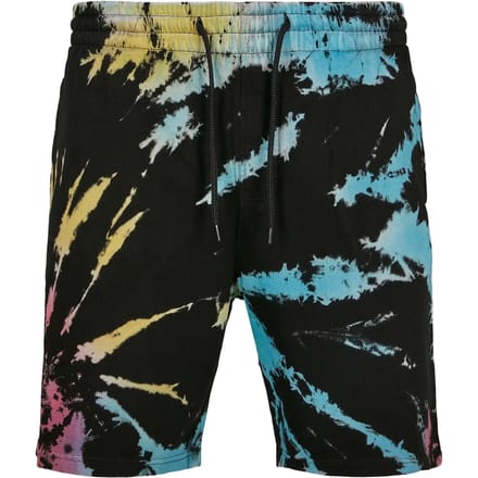 Urban Classics - Tie Dye Korte broek - S - Zwart/Multicolours