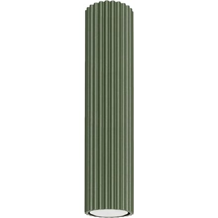 Plafondlamp KARBON 30 geribbelde buisspot van 30 cm - Sollux Lighting - IP20 - Olijfgroen aluminium behuizing - 6.5 x 6.5 x 30 cm - 1 x GU10 LED, exclusief lichtbron - Max. 10 W - Minimalistische plafondlamp voor woonkamer, slaapkamer en eetkamer