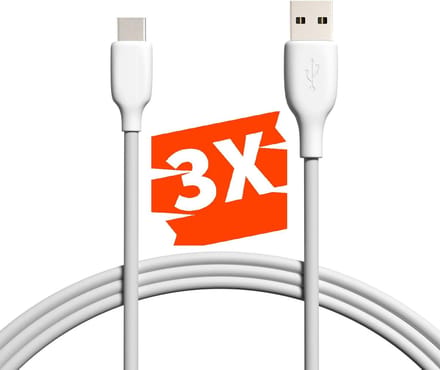 USB C naar USB-A Kabel - 2 Meter Lang - 3A/18W - Datakabel 480 MBps - Sterk Rubber - Fast Charging - Voor o.a S8,S9,S10,S20,S21,S22,Tablet,A7,A8,A9,S7,S8,S9