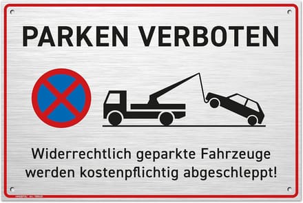 Groot Parkeerverbodsbord - Aluminium Metaal (30x20 cm) met Boorgaten - Oprit Vrijhouden