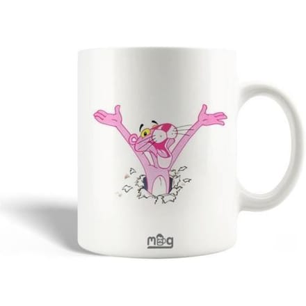 Mug en Céramique - La Panthère Rose - 30cl - Compatible Lave-Vaisselle - Blanc - Rond