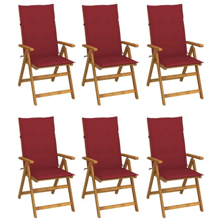vidaXL - Inklapbare - stoelen - 6 - st - met - kussens - massief - acaciahout