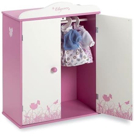 Arias Elegance poppenkleerkast met kleerhangers Poppenmeubelen