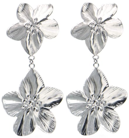 Oorbellen bloemen - RVS - zilverkleurig - 6 cm
