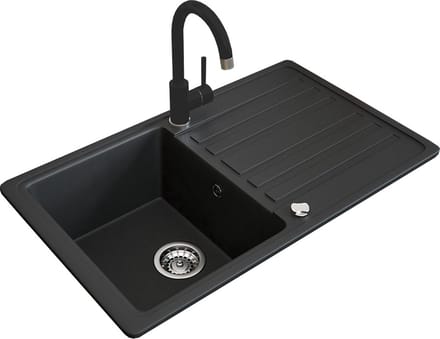 Bergström Gootsteen – 76.5 x 46 cm met zwarte fitting Zwart