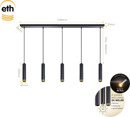 Hanglamp Miller Zwart