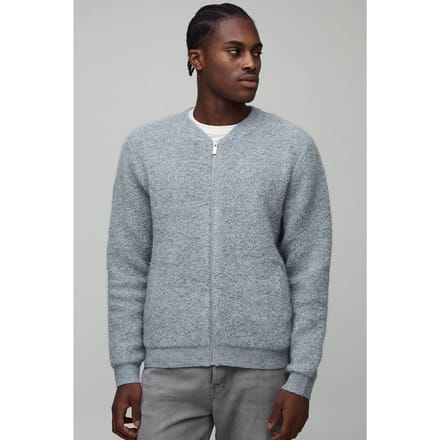 Bomberjack in normale pasvorm, gebreid met boucle | Grey | Size Medium