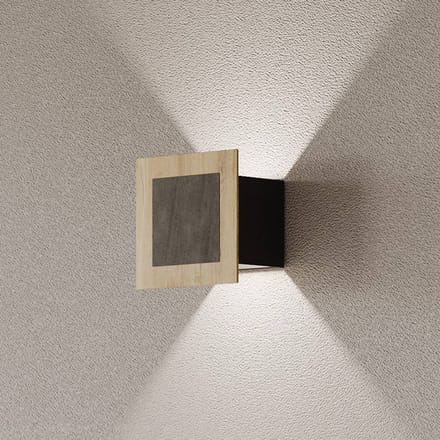 Elobra LED wandlamp Chile S, eiken/graniet, hoogte 15 cm, dimbaar