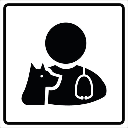 Dierenarts sticker, wit zwart 150 x 150 mm