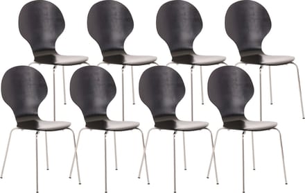 CLP Diego Set van 8 stapelstoelen Hout/zwart
