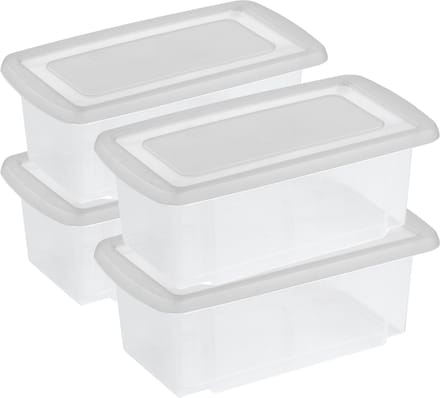 Sunware 4x stuks opslagbox kunststof 7 liter transparant 38 x 21 x 14 cm met afsluitbare deksel