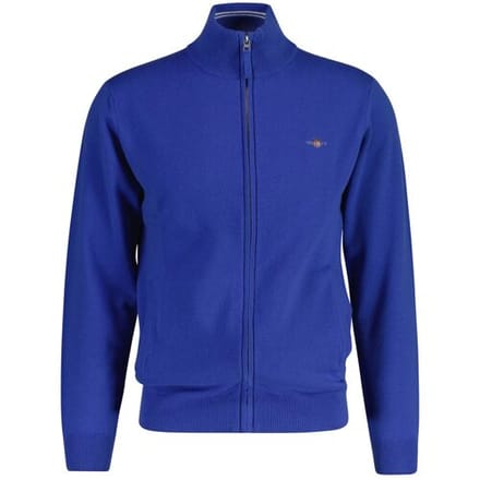 Gant Vest Superfine Lambswool Zip Cardigan Rich Blue / male