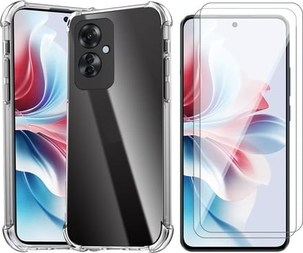 Hoesje geschikt voor Oppo Reno 11F - 2x Screenprotector Glas - Shockproof Transparant