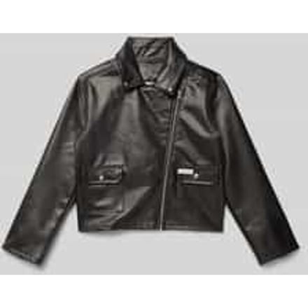 Bikerjack in leerlook met klepzakken
