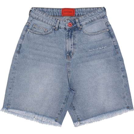Jeans Corto Man geborduurd White Logo Shorts Blue Denim