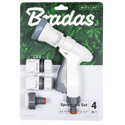 Bradas WHITE LINE Spuitpistool Set – 4 Sproeipatronen – Verwijderbare Kop – Inclusief 13 mm (1/2") Koppelingen