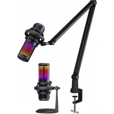 PREYON Osprey Scream - Gaming Microfoon - PC-Gaming Met Flexibele Arm - RBG - Gaming - Podcast - Streaming - Zwart