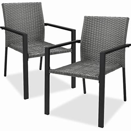 Set van 2 stapelbare rieten eetkamerstoelen voor buiten - Grijs