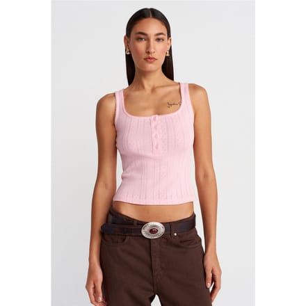 Slim Fit Geribbelde Katoenen Blouse met Vierkante Hals