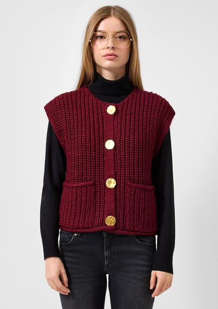 Korte gebreide cardigan met knopen voor vrouwen QS