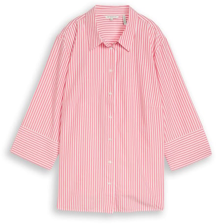 Tom Tailor - Plus Size - Overhemdblouse met streepjesmotief - Maat 46 - soft coral white thin stripe