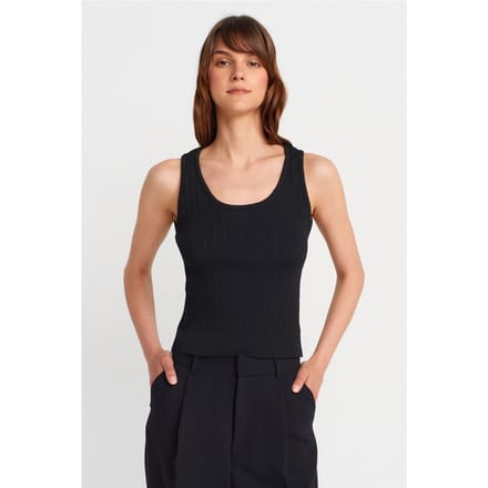 Geribbelde Mouwloze Slim-fit Blouse