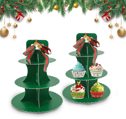 Dailygoods - Kerst Cupcake Standaard en Muffinvormpjes - Taartdecoratie