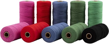 Macramé koord, L: 315 M, dikte 1 mm, Dunne kwaliteit 12/12, sterke kleuren, 10x220 gr