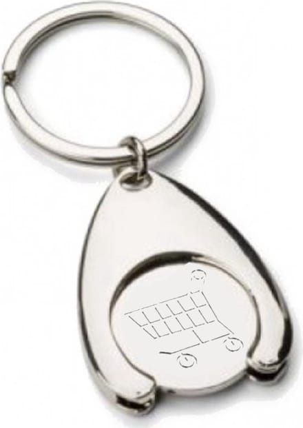 Sleutelhanger met Winkelwagenmunt - Zilver