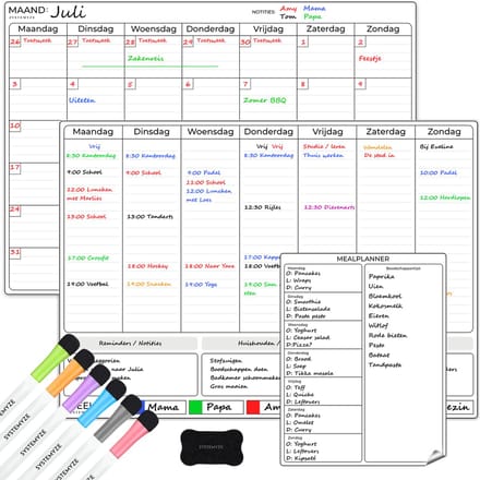 Systemyze Maandplanner & Weekplanner Whiteboard Set – Magnetisch Planbord – Magnetische Maandplanner – Inclusief Meal Planner, Markers & Wisser – A3 Formaat