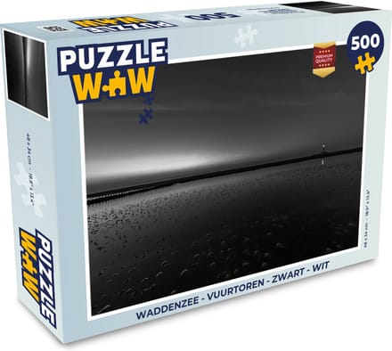 Puzzel Waddenzee - Vuurtoren - Zwart - Wit - Legpuzzel - Puzzel 500 stukjes